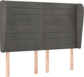 vidaXL Tăblie de pat cu aripioare gri închis 147x23x118/128 cm catifea