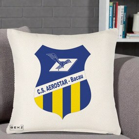 Perna Personalizata CS Aerostar Bacau Fotbal, 40x40 cm, Crem Reliefat, Husa Detasabila, Perna Inclusa, BEKZ®