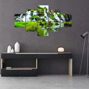 Tablou - cascade cu plante (125x70 cm), în 40 de alte dimensiuni noi