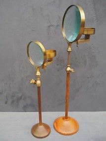 Suport de lumanare, cu lupa, din lemn, H32cm, Magnifier