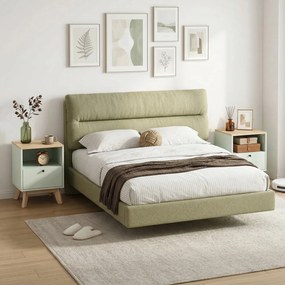 HOMCOM Set de 2 noptiere, noptiere cu sertar și compartiment deschis, 40 x 40 x 55 cm, stejar și verde deschis | Aosom Romania