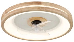 Lustra LED cu ventilator si telecomanda GATIAN lemn