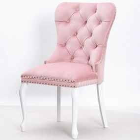 Scaun tapitat Madame Charlotte roz/alb