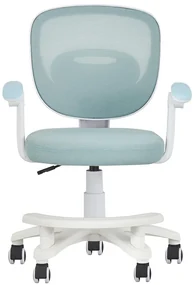 RESIGILAT- Scaun ergonomic pentru copii, spatar Mesh, cotiere rabatabile, inaltime reglabila, suport picioare reglabil, rotativ, Albastru deschis