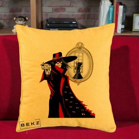 Perna Personalizata Hellsing Alucard cu Pistoale, 40x40 cm, Galben, Husa Detasabila, Perna Inclusa, BEKZ®