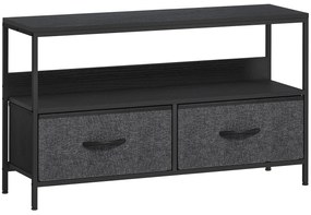 HOMCOM Mobilier pentru Televizor de 47" cu Sertare Pliabile din Material Textil și Raft, 98x29x56 cm, Lemn Natural | Aosom Romania