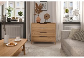 Comodă în culoare naturală joasă din lemn de stejar 95x80 cm Twig – The Beds