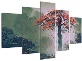 Tablou - Copacul roșu singuratic (150x105 cm)