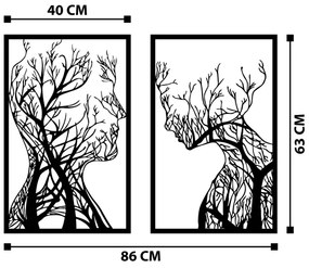 SET 2x decorațiune de perete 86x63 cm metal Pomul Vieții