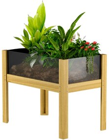 Outsunny Jardinière pe picioare, grădină înaltă cu panouri acrilice și găuri de drenaj, 75 x 46 x 60,5 cm, natural | Aosom Romania