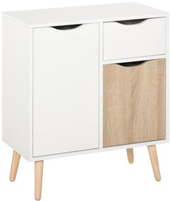 HOMCOM Bufet Mobilier de Depozitare Design scandinav 2 dulapuri sertar culisant Lemn Alb stejar deschis | Aosom Romania