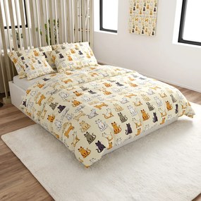 Lenjerie de pat din bumbac COLORED CATS BLEND crem Dimensiune lenjerie de pat: 70 x 90 cm | 140 x 220 cm