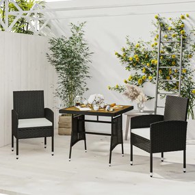 3120088 vidaXL Set mobilier de exterior, 3 piese, negru, poliratan