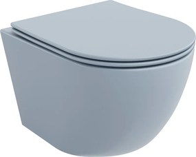 Mexen Lena vas WC Rimless cu capac slim care coboară lent, duroplast, gri-albastru mat - 30224069