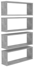 807146 vidaXL Rafturi de perete cub, 4 buc, gri beton, 60x15x23 cm, PAL