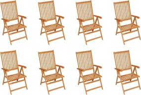 vidaXL Scaune de grădină rabatabile, 8 buc., lemn masiv de tec