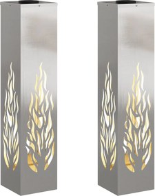 vidaXL Lumină LED Solară pentru Alei 2 pcs Argintiu Oţel inoxidabil