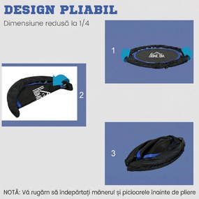 HOMCOM Trambulină Elastică Pliabilă cu Mâner Reglabil, Ø102x99123 cm, Albastru | Aosom Romania