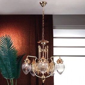 Candelabru cu 5 brate, elegant design LUX Budapest, auriu LU 1440/5 gold/411 klar-Schliff OR