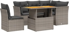 vidaXL Set canapea de grădină cu perne, 5 piese, gri, poliratan