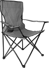 Scaun de camping Muhler 1009262, 52 x 52 x 82 cm, Pana la 100 kg, Pliabil, Gri