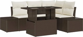 vidaXL Set de canapele pentru grădină 5 pcs Maro și Crem poliratan