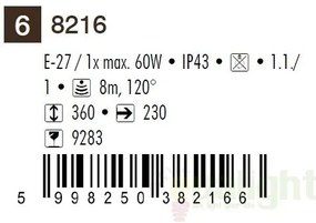 Aplica de perete exterior cu senzor, IP43, up light, alb Velence 8216 RX
