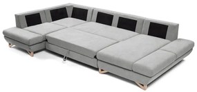 Colțar extensibil AVESTA în formă de U, tapițat, cu spațiu de depozitare, gri