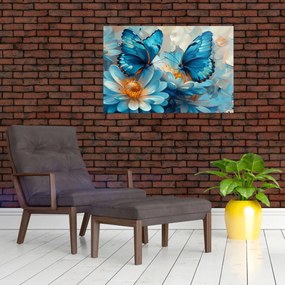 Tablou - Fluturi albaștri (90x60 cm)