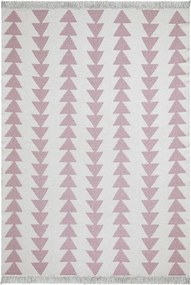 Covor 22994A, 60x100 cm, forma dreptunghiulara, bumbac, alb/roz