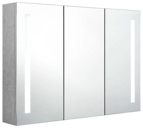 Dulap de baie cu oglinda si LED, gri beton, 89x14x62 cm Gri beton, 89 x 14 x 62 cm