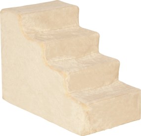 PawHut Scări pentru Câini, Scări cu 4 Trepte pentru Canapea cu Husă din Pluș Lavabilă, 44x60x35 cm, Bej