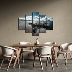 Tablou - Bărci de lemn pe lac (150x105 cm)