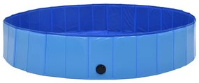Piscina pentru caini pliabila, albastru, 160 x 30 cm, PVC