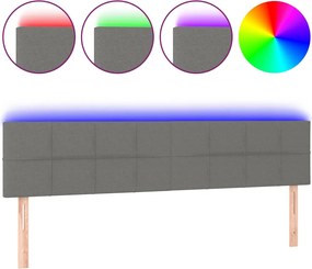 vidaXL Tăblie de pat cu LED, gri închis, 160x5x78/88 cm, textil