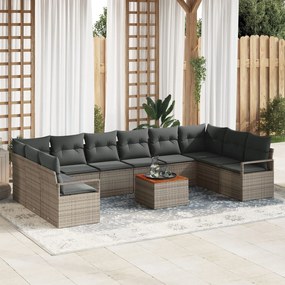 vidaXL Set de canapele pentru grădină cu pernă 11 pcs Gri Rattan poli