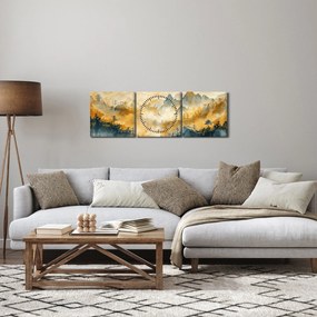 Tablou - Munți, acuarelă (cu ceas) (90x30 cm)