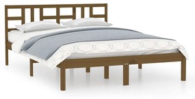 3105378 vidaXL Cadru de pat mic dublu, maro miere, 120x190 cm, lemn masiv
