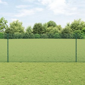 vidaXL Îngrădire cu stâlpi Verde 1 x 25 m Oțel