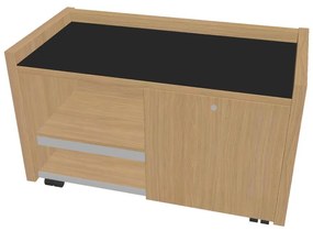 Comodă mobilă Verno 100 x 50 cm cu sticlă, dreapta, stejar deschis / negru