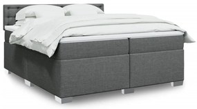 vidaXL Pat box spring cu saltea, gri închis, 200x200 cm, textil