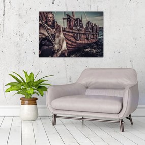 Tablou pe sticlă - Războinic viking (70x50 cm)