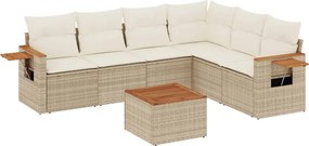 vidaXL Set canapele de grădină, 7 piese, cu perne, bej, poliratan