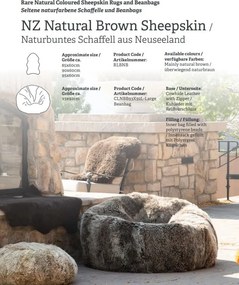 Fotoliu puf din blana Long Wool Karakul Natural Bean Bag XL