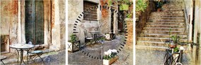 Tablou - Străzile vechi din Roma (cu ceas) (90x30 cm)