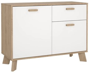 Comodă albă-în culoare naturală cu aspect de lemn de stejar 99x73x39 cm Ikast – Tvilum