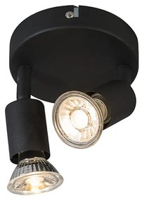 Spotlight industrial negru inclinabil rotund 2 lumini - Jeany