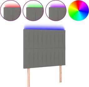 vidaXL Tăblie de pat cu LED, gri închis, 80x5x118/128 cm, textil