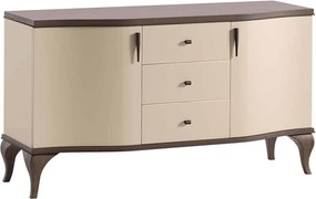 Comodă lemn masiv nuc Leona Crem-, 147 × 51 × 96 cm