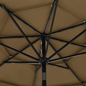 Umbrela de soare 3 niveluri, stalp aluminiu, gri taupe, 3 m Gri taupe, 3 m